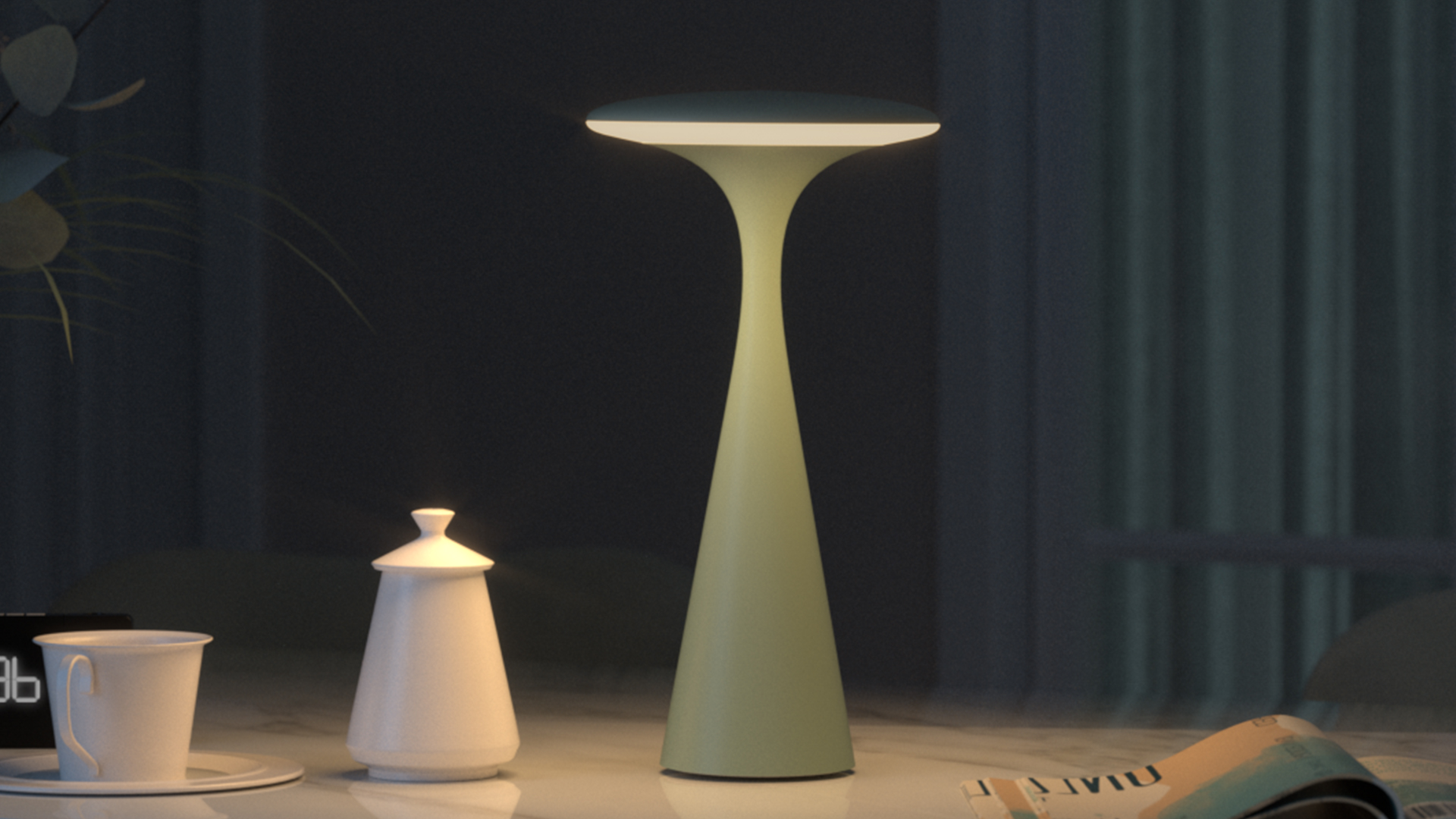 Ufo chrome portable lamp design by Llahona Design Studio