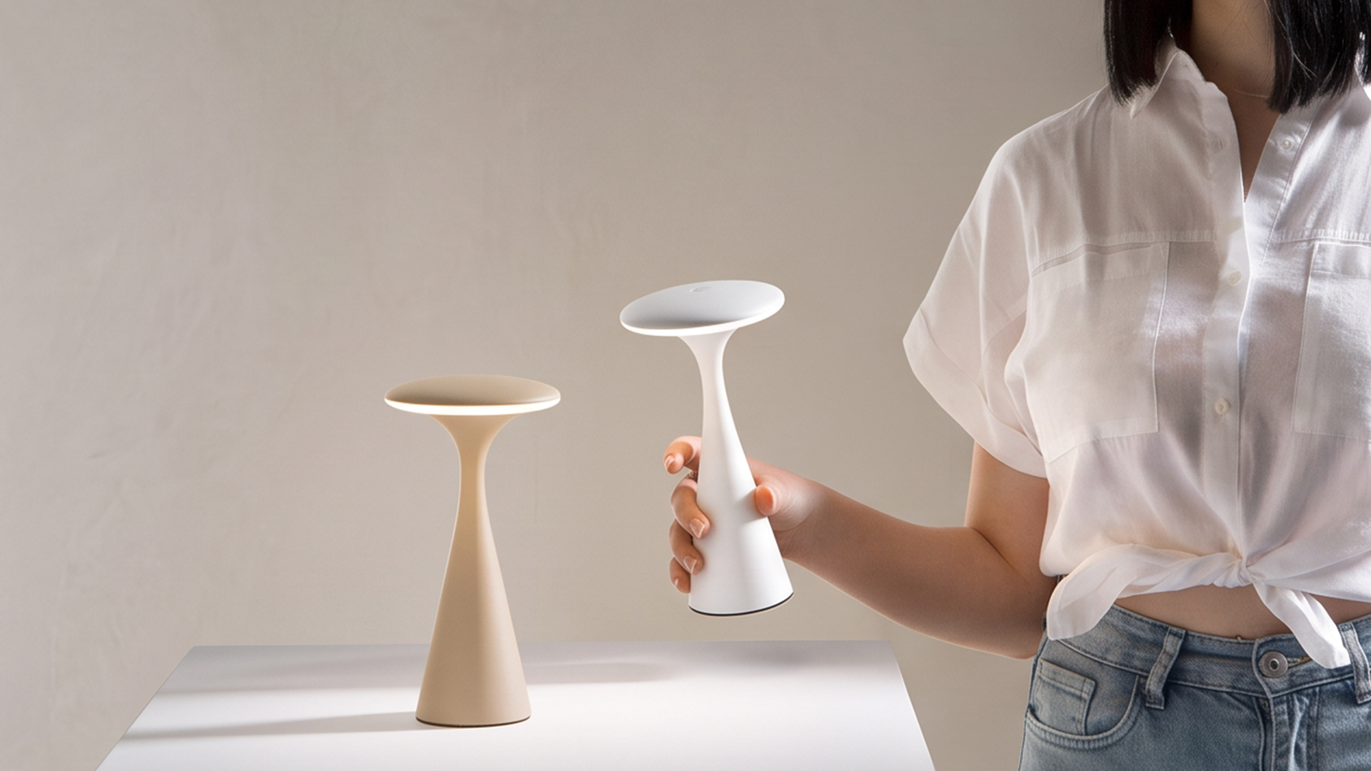Ufo chrome portable lamp design by Llahona Design Studio